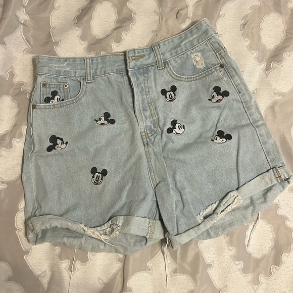 Mickey Mouse Embroidered Disney Denim Shorts - Picture 3 of 5